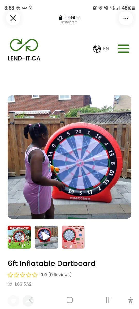 Inflatable Dartboard 6ft for rent in Richmond Hill, Ontario — toolshare